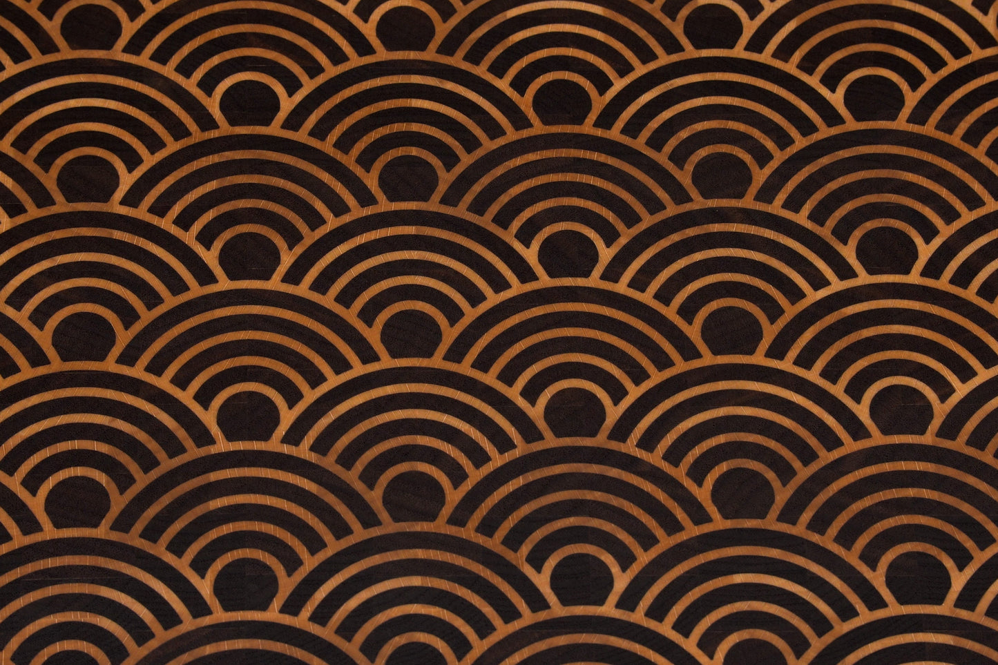 End Grain Cutting Board with Japanese Seigaiha Wave pattern inlay