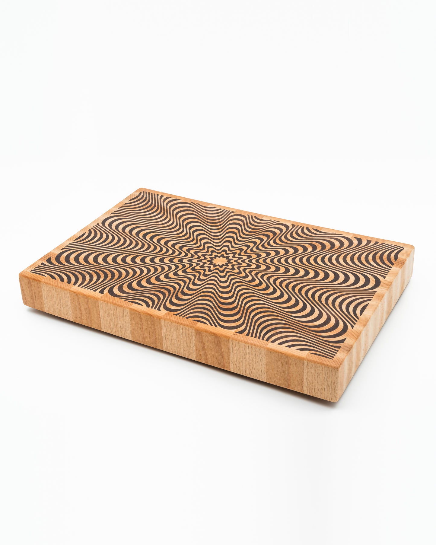 End Grain Cutting Board with Optical Illusion pattern inlay