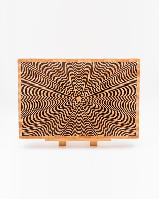End Grain Cutting Board with Optical Illusion pattern inlay