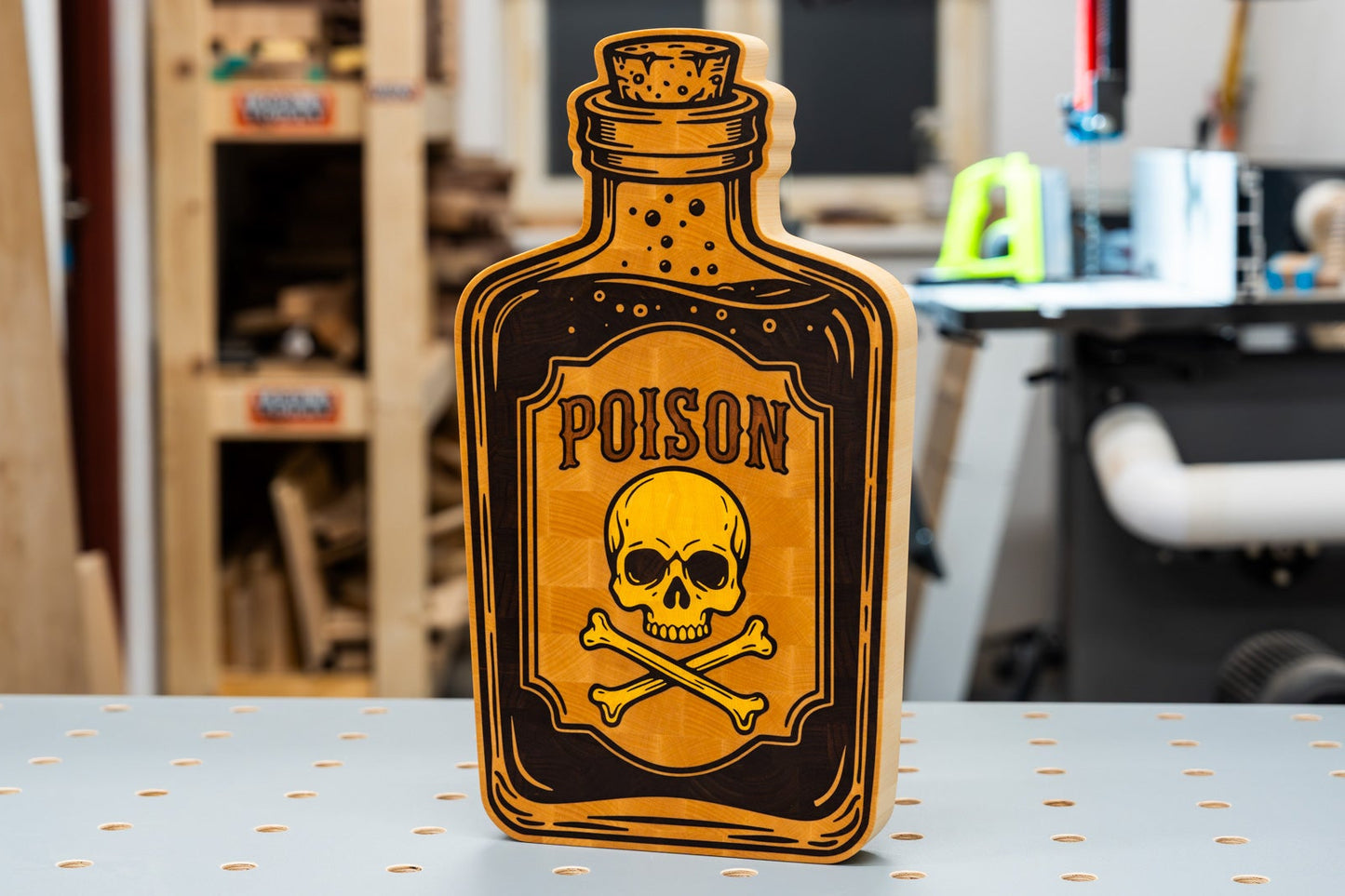 Poison Bottle Wood Inlay Cutting Board