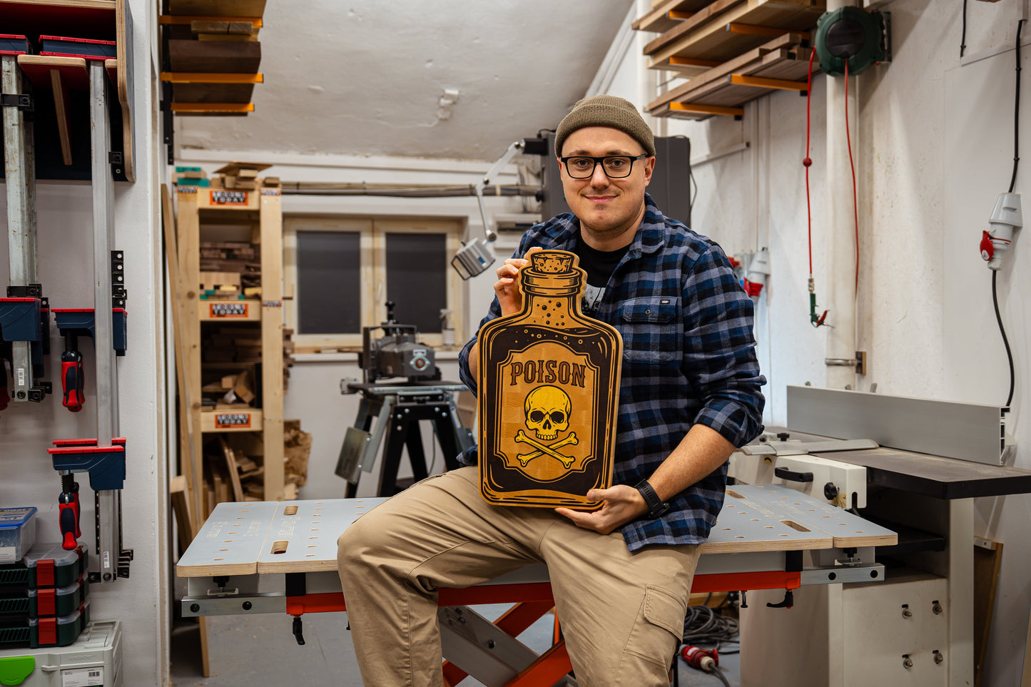 Poison Bottle Wood Inlay Cutting Board